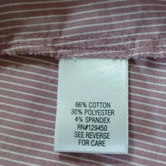 Apt 9 Long Sleeve Button Down Bankers Shirt Pink Pin Stripe, Womens Size Large - Picture 7 of 12